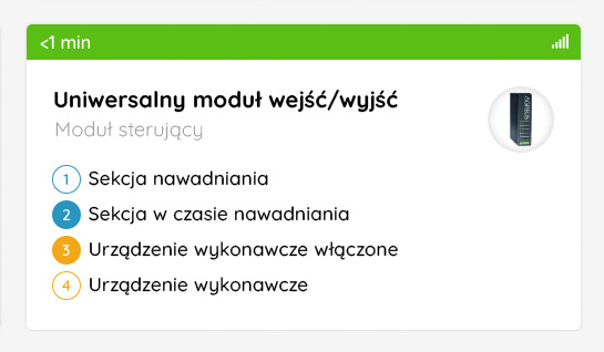 Oznaczenie sekcji i urządzeń podłączonych do poszczególnych wyjść