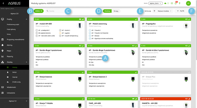 Lista modułów