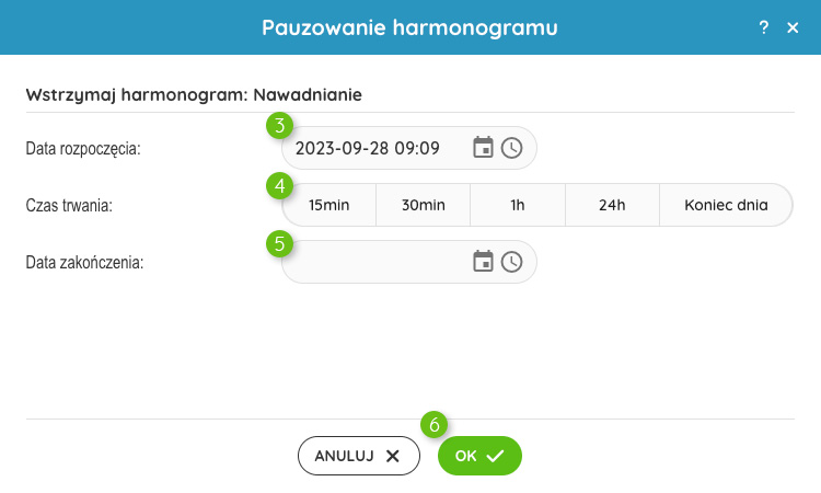 Pauzowanie harmonogramu