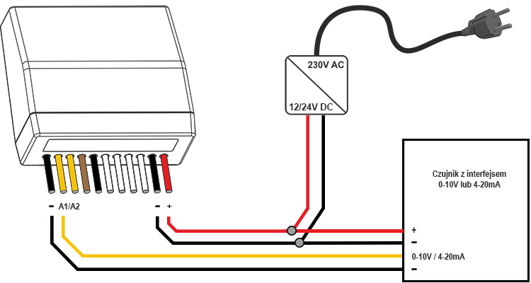 Schemat podłączenia wejść analogowych