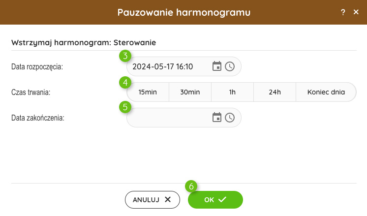 Pauzowanie harmonogramu